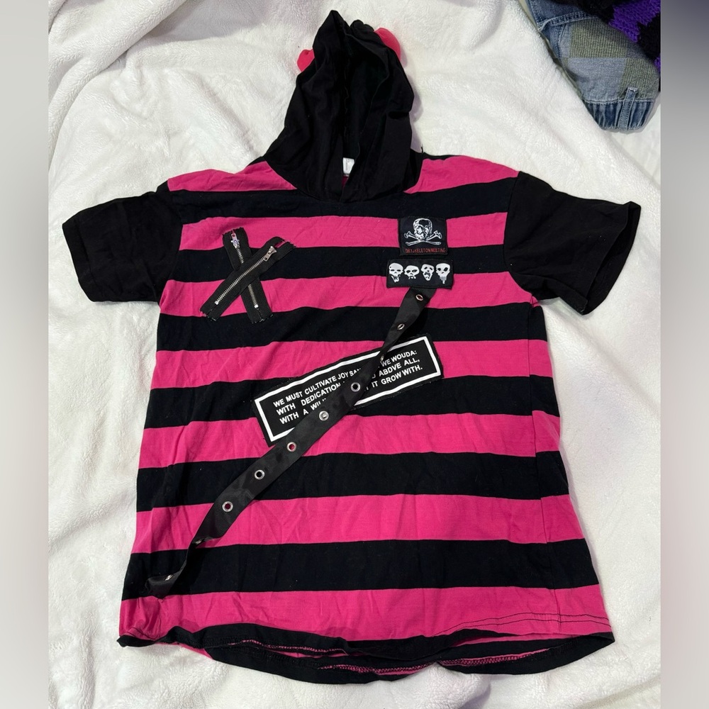 Striped Punk Sweater + Hood with horns